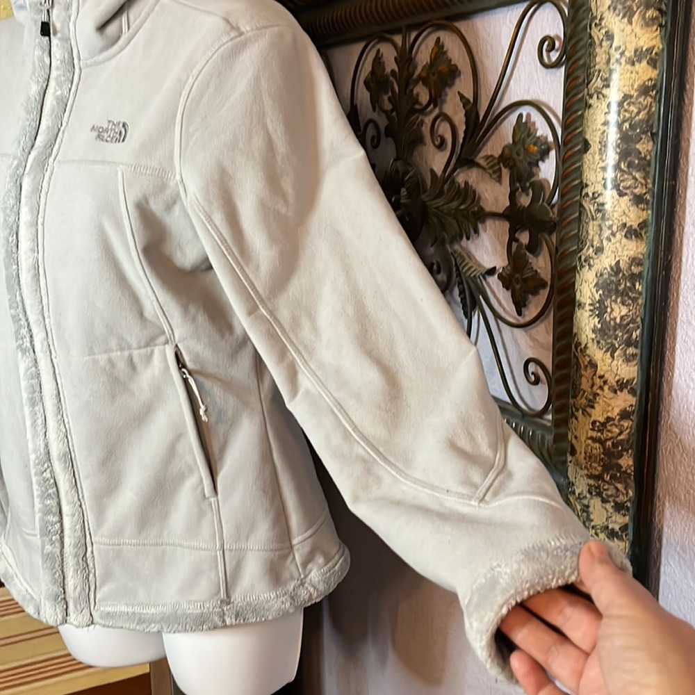 ๐HP๐Awesome The North Face Grey Knit/faux fur lined hooded zip jacket Sz S/P - Picture 4 of 14